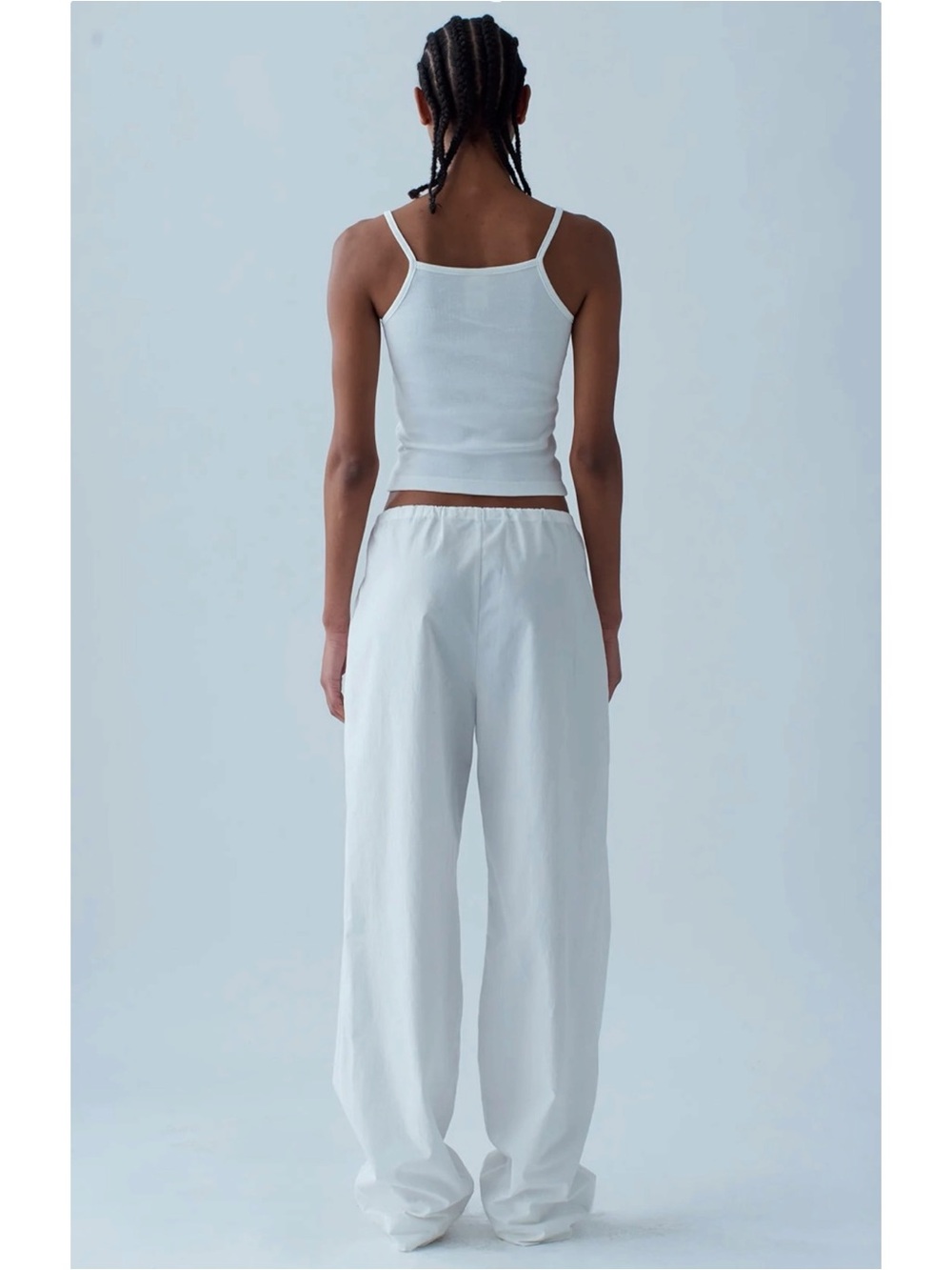 NU SWIM Rego Pants - White Organic Cotton Loose Fit Versatile Straight Leg Pants - Picture 3 of 14